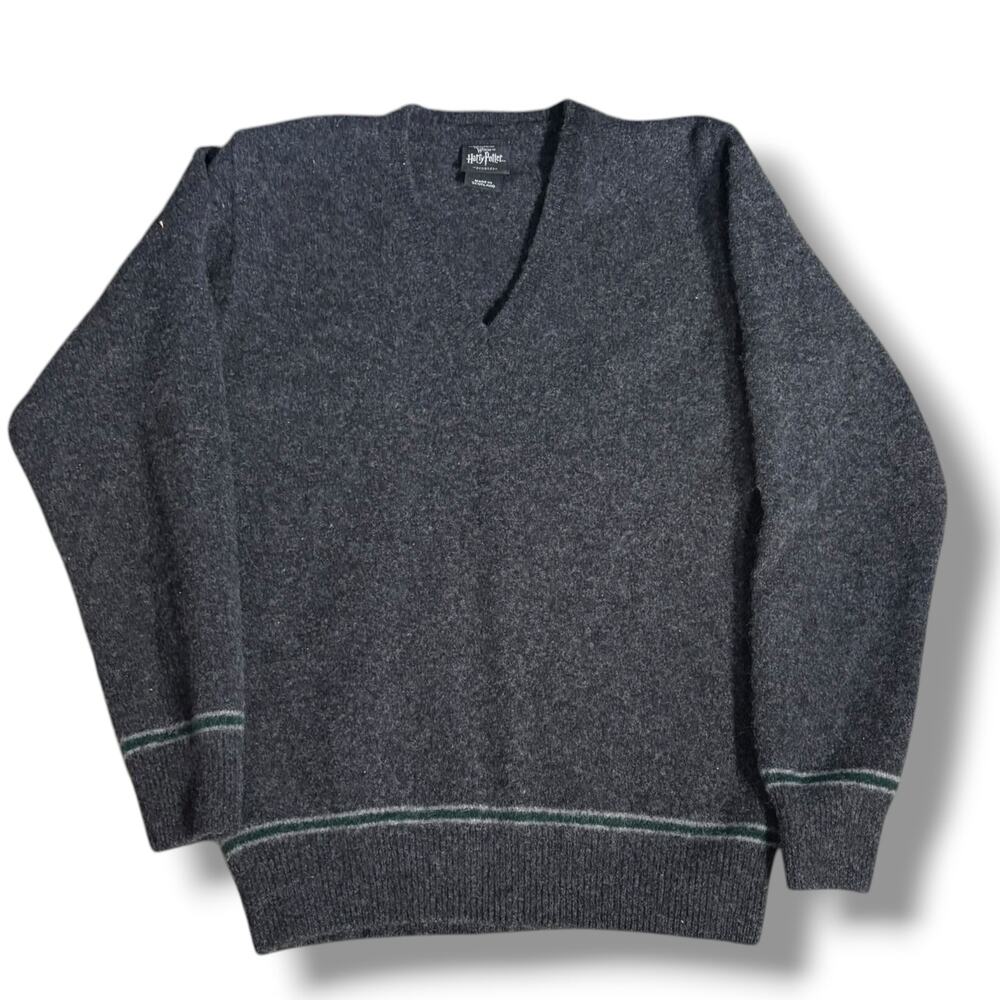 Harry Potter Lambswool Slytherin Sweater Grey Green Made In Scotland Small‎ Prep